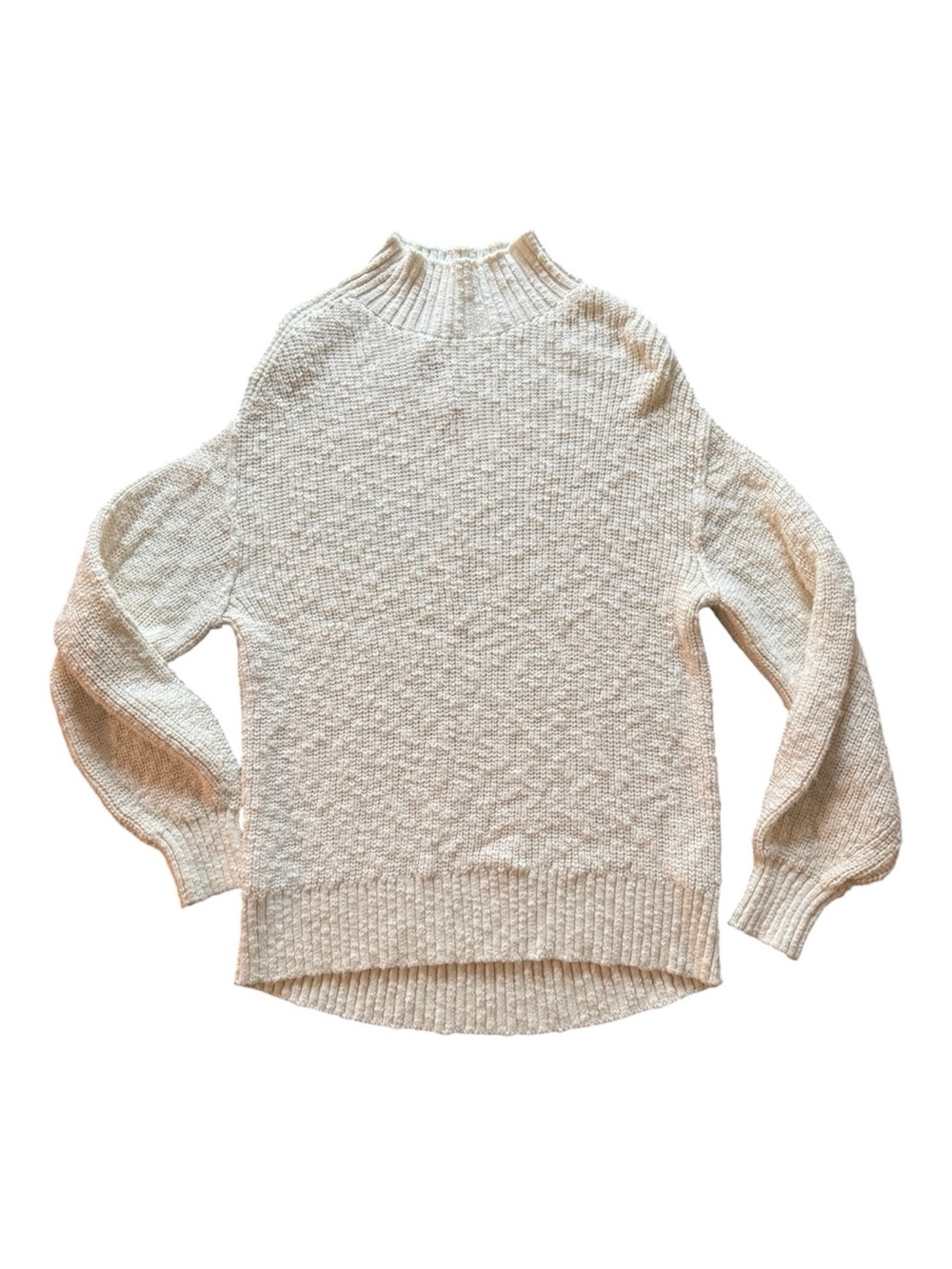 Aerie Cream White Cotton Mock-Neck Soft Cozy Sweater Small